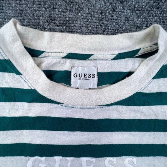 Guess Los Angeles Short Sleeve Crew Neck T Shirt Size Medium Striped Green - Picture 4 of 7